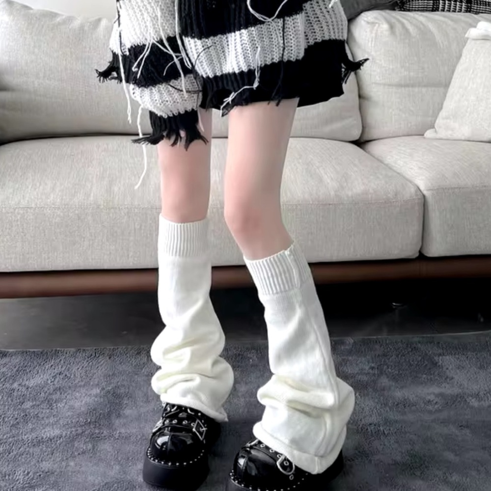 Y2k grunge white leg warmers